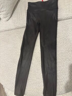SPANX Black Faux Leather-Look Leggings